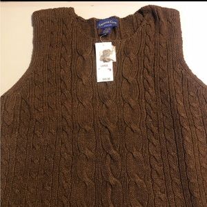 Charter club petite knit sweater brown vest L